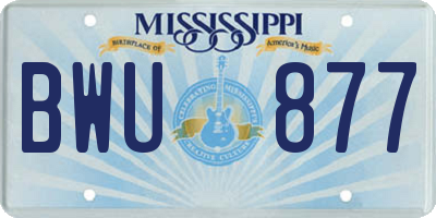MS license plate BWU877
