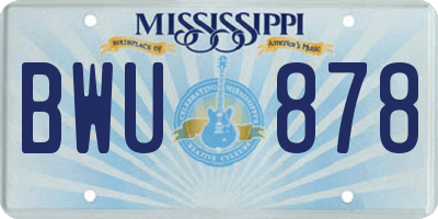 MS license plate BWU878
