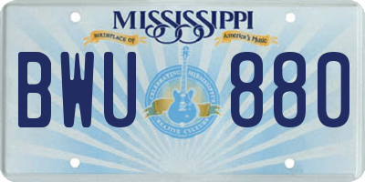 MS license plate BWU880