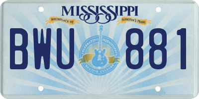 MS license plate BWU881
