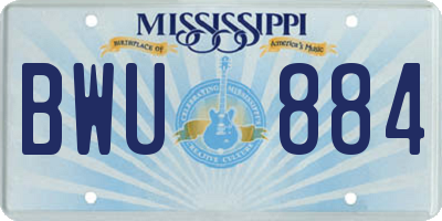 MS license plate BWU884