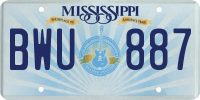 MS license plate BWU887