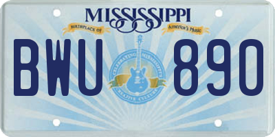 MS license plate BWU890