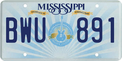 MS license plate BWU891