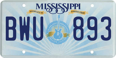 MS license plate BWU893