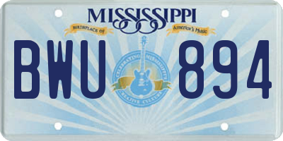 MS license plate BWU894