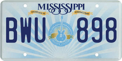 MS license plate BWU898