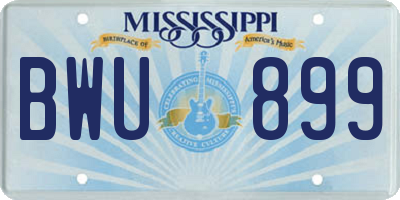 MS license plate BWU899