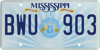 MS license plate BWU903