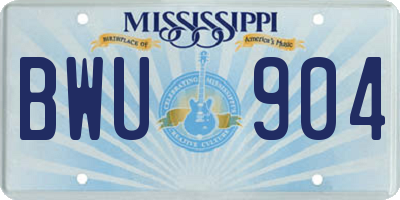 MS license plate BWU904