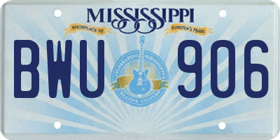 MS license plate BWU906