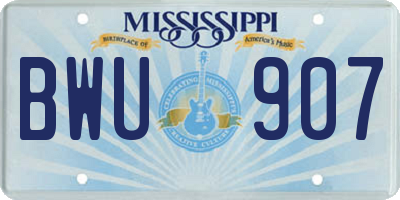 MS license plate BWU907