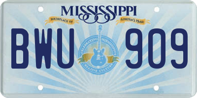 MS license plate BWU909