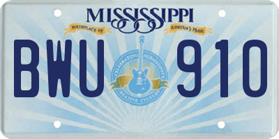 MS license plate BWU910