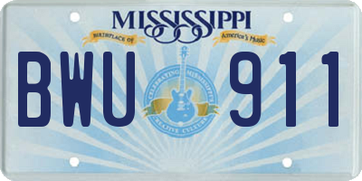 MS license plate BWU911
