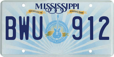 MS license plate BWU912