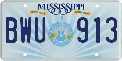 MS license plate BWU913