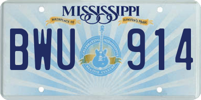 MS license plate BWU914