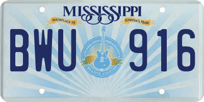 MS license plate BWU916