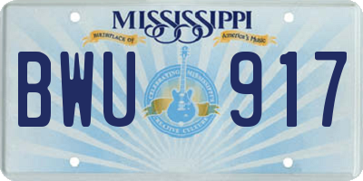 MS license plate BWU917