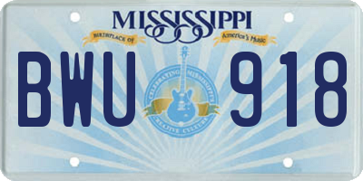 MS license plate BWU918
