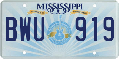 MS license plate BWU919