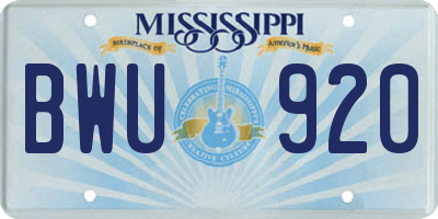 MS license plate BWU920