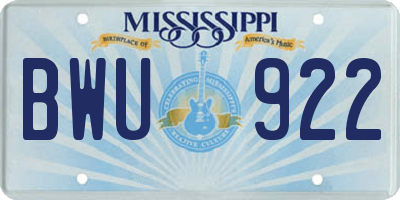 MS license plate BWU922