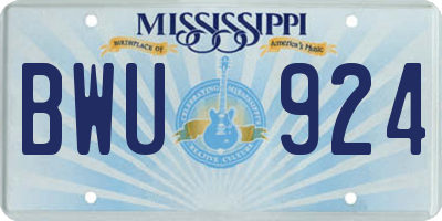 MS license plate BWU924