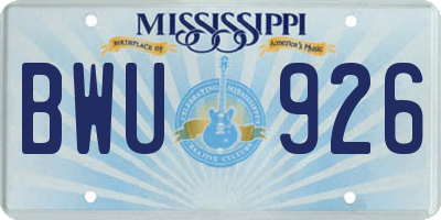 MS license plate BWU926