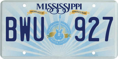 MS license plate BWU927