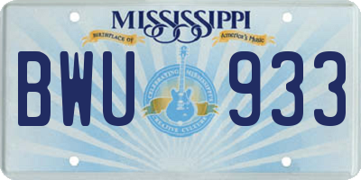 MS license plate BWU933