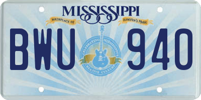 MS license plate BWU940