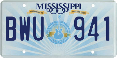 MS license plate BWU941