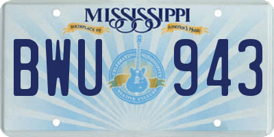 MS license plate BWU943