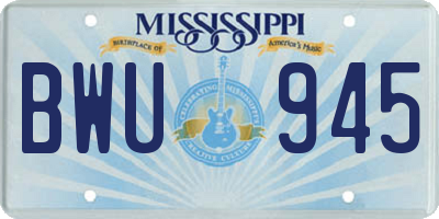 MS license plate BWU945