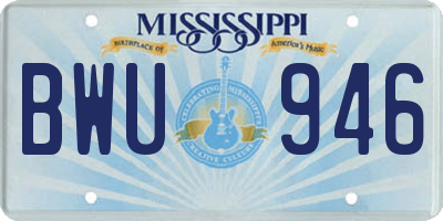 MS license plate BWU946