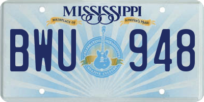 MS license plate BWU948