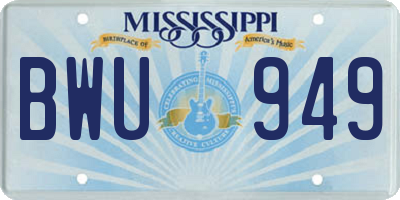 MS license plate BWU949