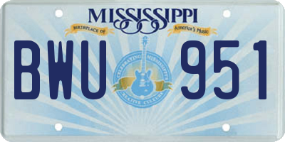MS license plate BWU951