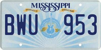MS license plate BWU953