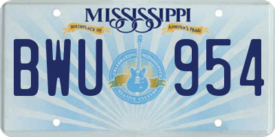 MS license plate BWU954