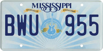 MS license plate BWU955