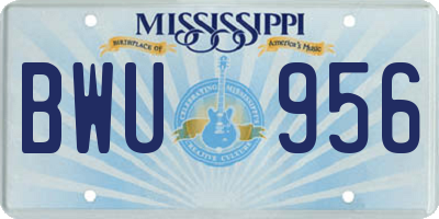 MS license plate BWU956
