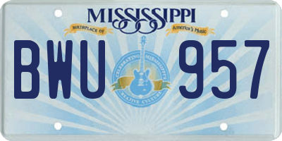 MS license plate BWU957