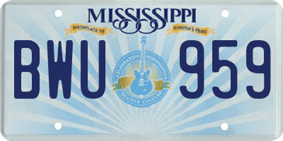 MS license plate BWU959