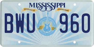 MS license plate BWU960