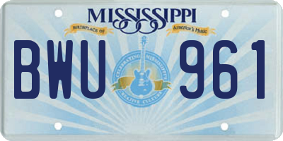 MS license plate BWU961