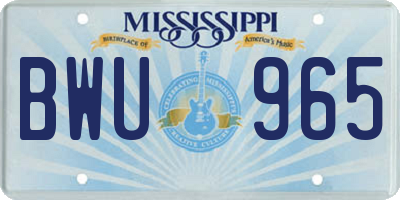 MS license plate BWU965
