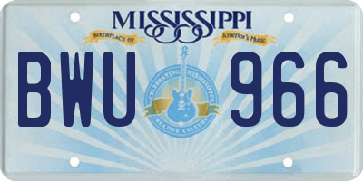 MS license plate BWU966
